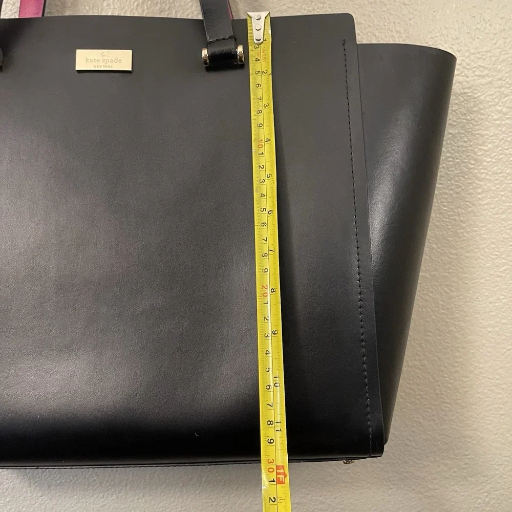 Kate Spade‎ Black & Hot Pink Leather Tote Bag Large - Picture 10 of 16